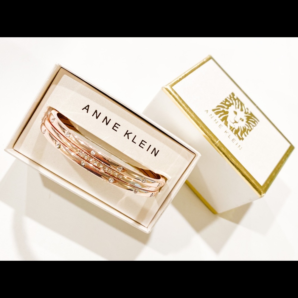 Anne Klein set of 3 rose gold bracelets.